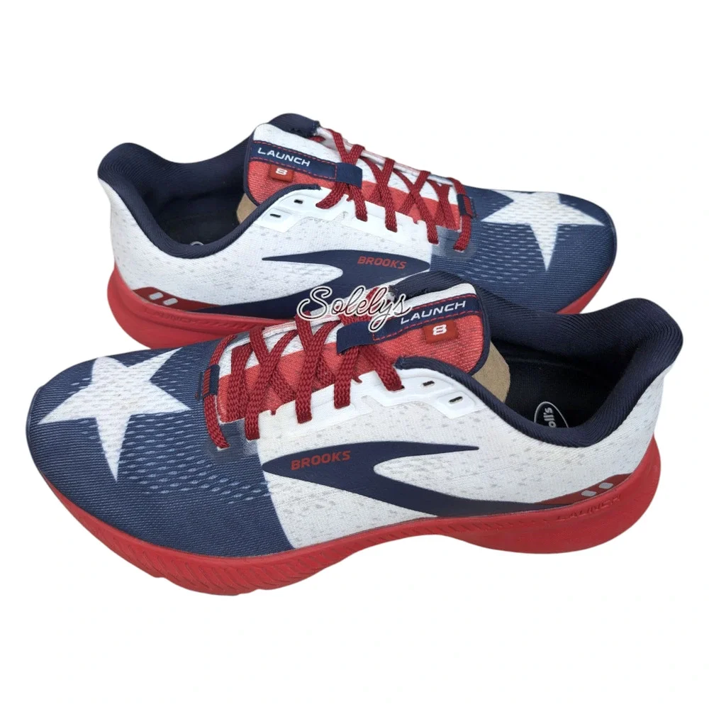 Brooks Launch 8 Texas Star Flag Red White and Blue Running Sneaker Womens 10 - Picture 12 of 12
